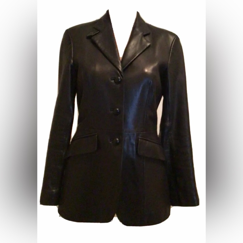 ann taylor leather blazer black new without tag